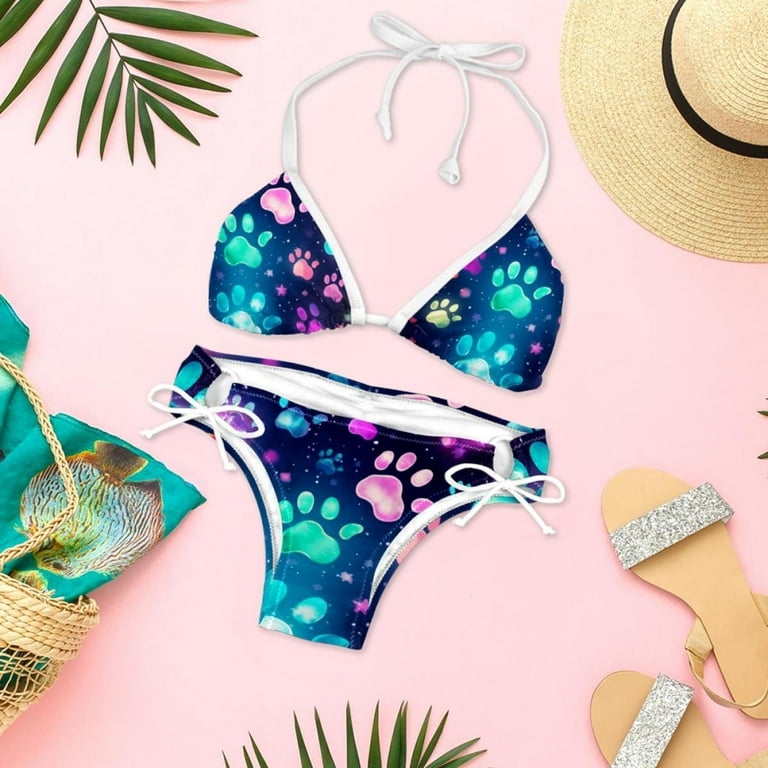 Dog Paw Print Women s Detachable Sponge Adjustable Strap Bikini Set Swimsuit Two Pack for Beach Pool Party Walmart