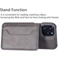 thumbnail image 4 of Double Magnetic Buttons Wallet Case for iPhone 11 6.1 inch, Premium PU Leather Case with Card Slot Holder Kickstand Bumper Shockproof Protective Back Flip Cover for iPhone 11 - Gray, 4 of 7