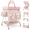 Pink, variant on INFANS Portable Baby Changing Table with Wheels, Foldable Diaper Changing Station with Adjustable Heights, Large Organizer Storage for Newborn Infant