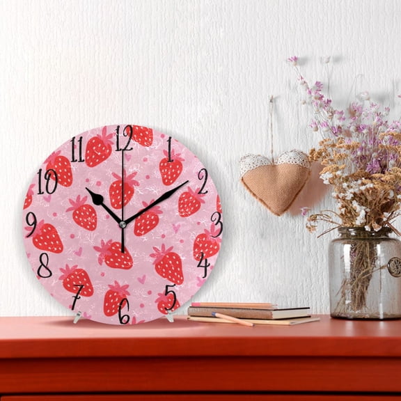 10" Quartz Indoor Wall Clock Silent Mechanism / Cute Strawberry Pattern Design