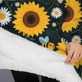 thumbnail image 3 of Oversized Wearable Blanket Hoodie,DarkBlue Sunflower Bee Pattern Sherpa Blanket Hoodie with Super Pockets,Super Warm Fuzzy Pullover for Women & Men, 3 of 6