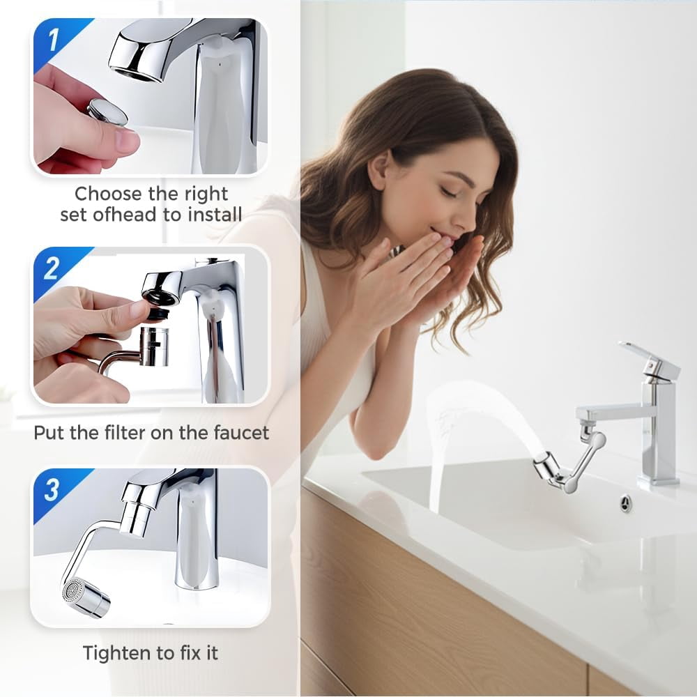 Rotatable Faucet Aerator Extension, 2026 New Universal Sink Faucet 1440° Rotatable Faucet Aerator Extension, U-Shaped Faucet Extender 360° Rotating Faucet Extender for Bathroom Sink/Kitchen 2Pcs