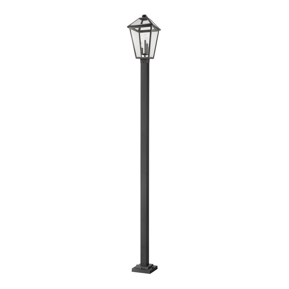 Z-Lite Talbot 3 Light 118" Clear Glass Steel Outdoor Lamp Post in Black
