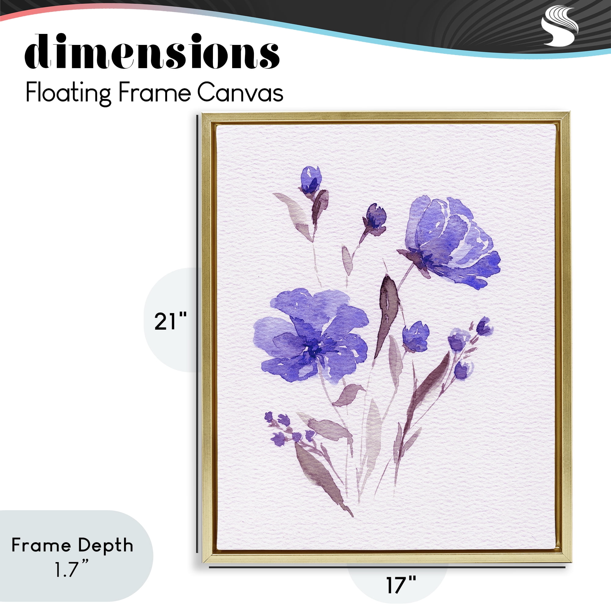 Stupell Industries Watercolor Purple Flowers Gold Framed Floater Canvas Wall Art, design by Leah Noel Art