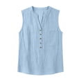 thumbnail image 4 of SwiftWear Women's Summer Button Down Tank Top Soft V-Neck Sleeveless Cami, Relaxed Fit Casual Cotton Tunic Tops, 4 of 9