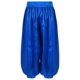 thumbnail image 5 of TTAO Kids Girls Belly Dance Bloomers Halloween Party Tribal Arabic Trousers Satin Harem Pants Blue 12, 5 of 7