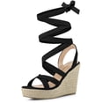 thumbnail image 1 of BLISSFUL STEP Sandales Espadrilles à Plateforme à Lacets à Talons Compensés à Brides pour Femmes, 1 of 5