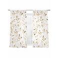 thumbnail image 2 of Yellow Brown Leaf Semi Sheer Curtains 63 Inch Length 2 Panels Set, Modern Botanical Foliage Plant Country Sheer Kitchen Curtain Privacy Voile Window Curtain for Living Room Bedroom Rod Pocket Drapes, 2 of 7