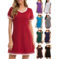 thumbnail image 3 of Vestido, Vestido de tumbona para mujer, camisones sueltos de manga corta, pijamas para descansar Tomshoo  Negro/Extragrande, 3 of 7