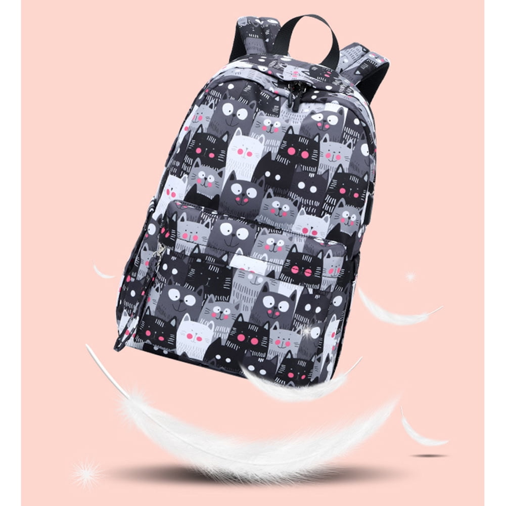 Kepooman 3 Pieces Women' s Fashion Laptop Backpack with Lunch Box Pencil Case, Ladies Cute Cat School Bookbag Set for Outdoor Shopping Hiking, Black Kepooman 3 Pieces Women' s Fashion Laptop Backpack with Lunch Box Pencil Case, Ladies Cute Cat School Bookbag Set for Outdoor Shopping Hiking, Black