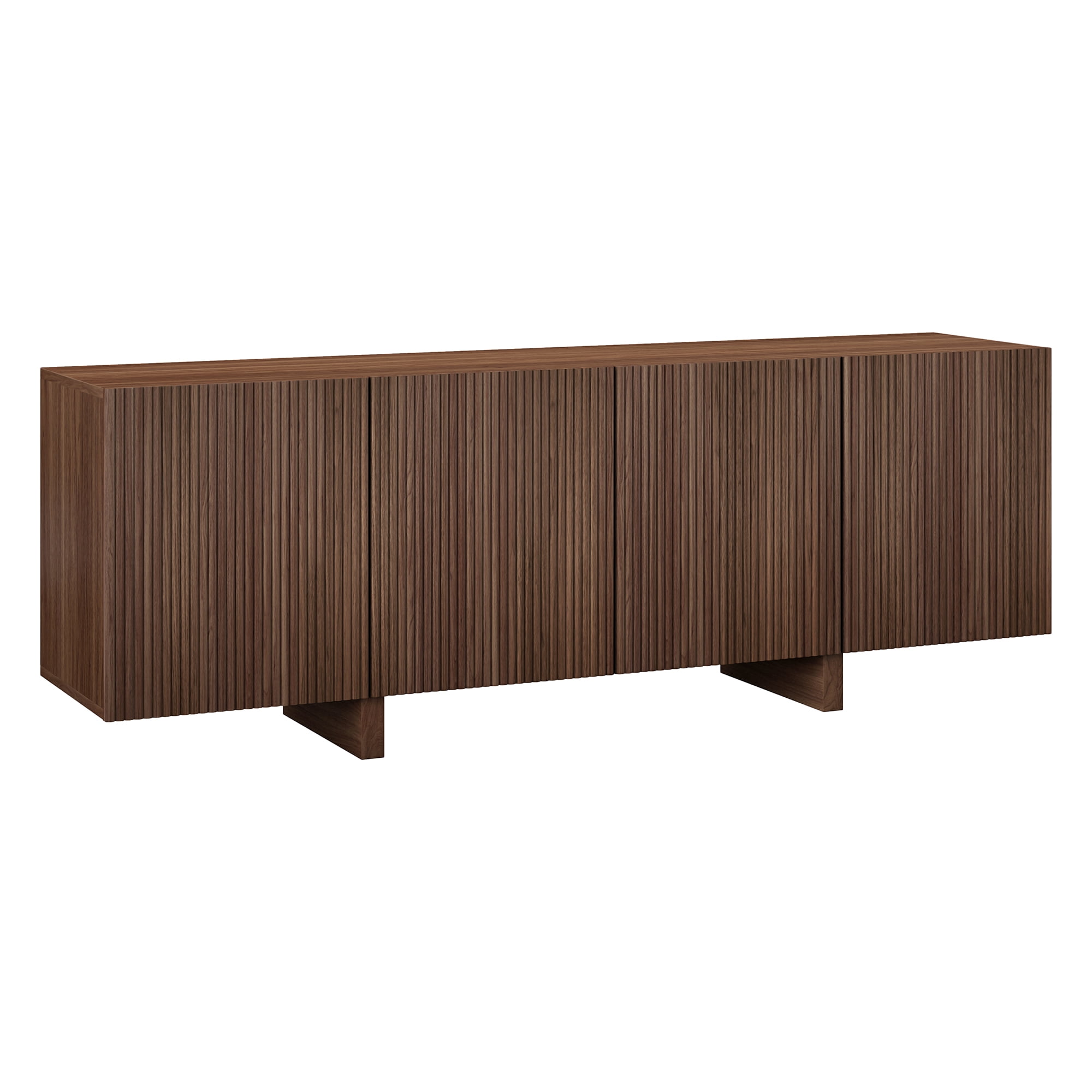 Evelyn&Zoe Harold Rectangular Fluted TV Stand for TV's up to 75" in Satin Walnut