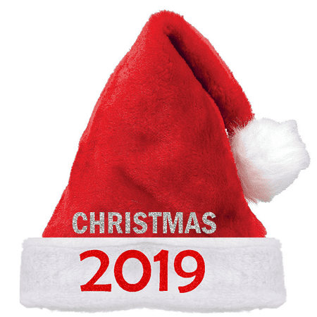 Santa's Plush Hat Glitter Silver Christmas Costume Dress Up Nice Holiday Kids Youth Adult Fun Plush Red Hat
