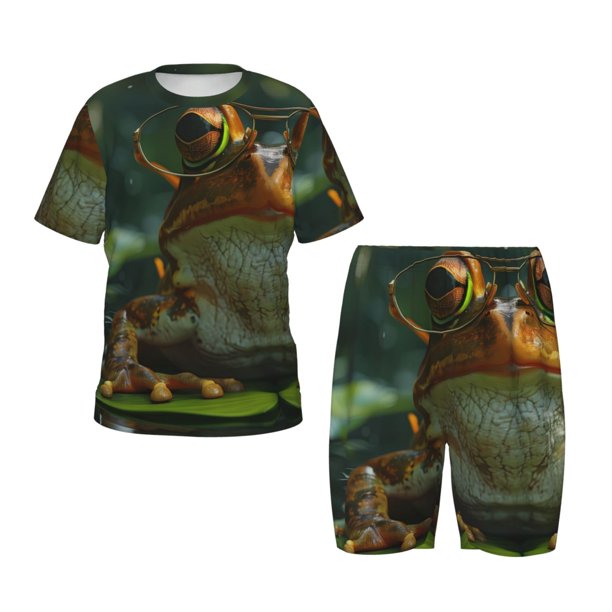 Balery Intellectual Frog Pond Conjunto de Pijama Infantil de Manga Corta con Estampado – Ropa de Dormir de Algodón Suave-4X-Large