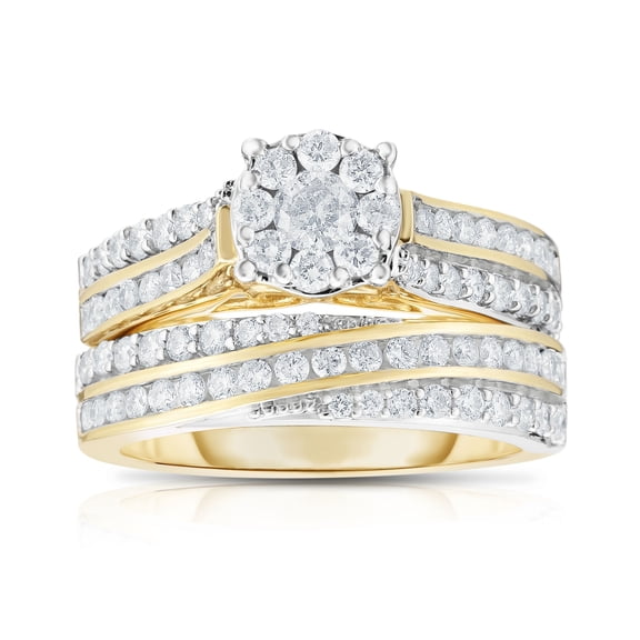 Diamond Affection 10K Yellow Gold 1 1/4 Cttw Laboratory Created Diamond Ring for Women Size 7 (Color F-G/Clarity VS2-SI1)