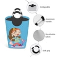thumbnail image 4 of Waterproof Collapsible Laundry Hamper, Blue Shopping Girl Aluminum Handle Laundry Bag, 50L, 4 of 6