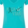 thumbnail image 4 of Inktastic Rock Star Ovarian Cancer Women's V-Neck T-Shirt, 4 of 5