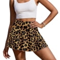 thumbnail image 2 of Xoenoiee Brown Leopard Star Print Golf Skirts for Women Pleated Tennis Skirt with Pocket High Waisted Running Casual Athletic Skorts Built-in Shorts, XL, 2 of 6