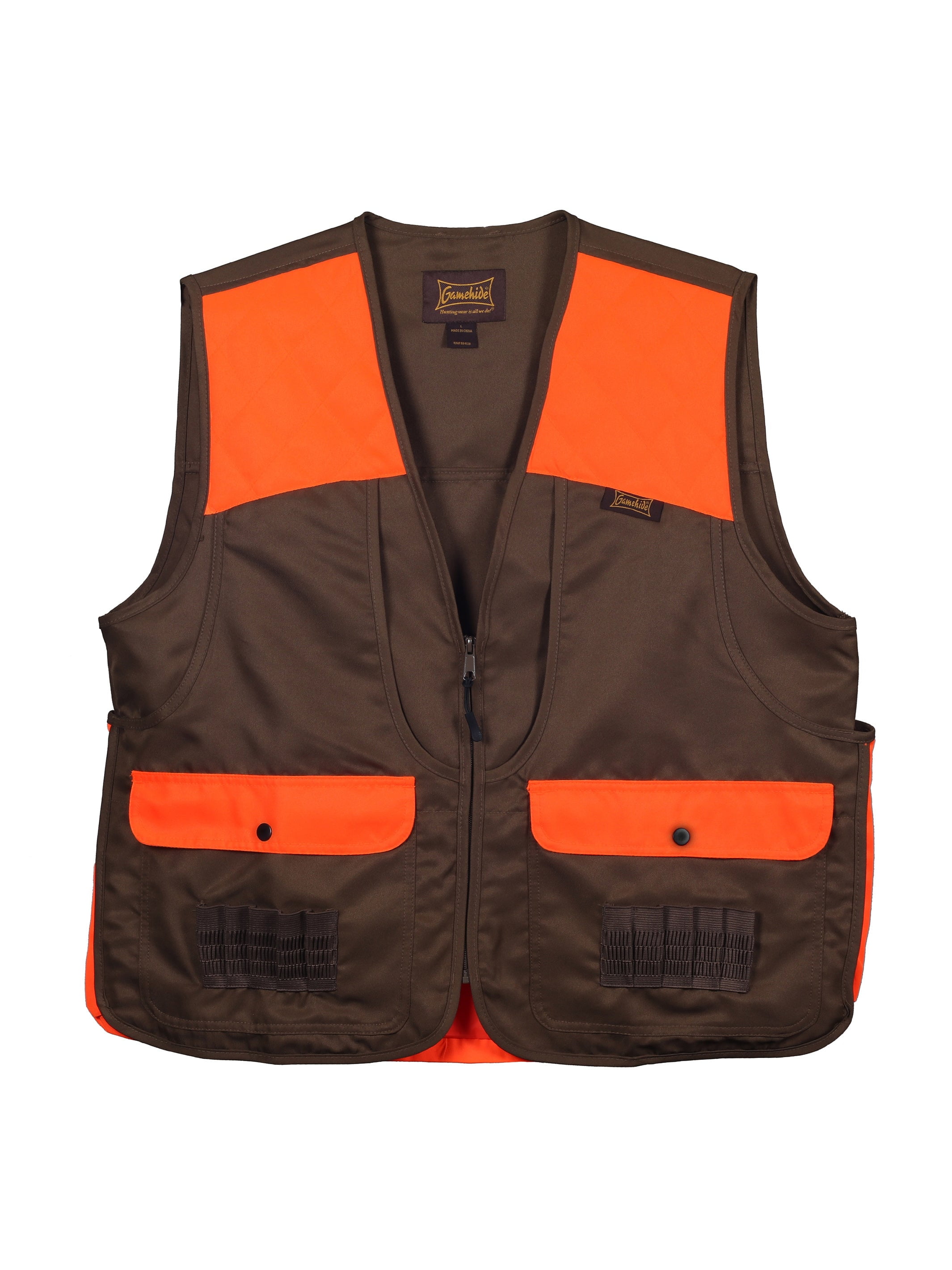 Adult Safety Vest Zip Front Pockets Lightweight WFS Hunting Blaze Orange 