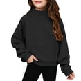 thumbnail image 2 of WAYUTE Girls Sweatshirt Neck Solid Color Loose Fit Long Sleeve Pullover for Big Kids Fall Outfits Versatile Casual Outdoor,Black,Size 5-6 Y, 2 of 7