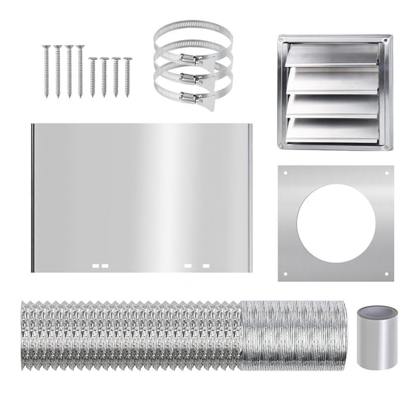COOLHOOD 4Inch Dryer Vent Hose Connectors Wall Ducting Kits Extracts Duct Grills Cover Dryers Vent Wall Plate With Hoses