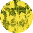 thumbnail image 1 of Ahgly Company Machine Washable Indoor Round Abstract Yellow Modern Area Rugs, 4' Round, 1 of 4