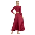 thumbnail image 2 of IEFIEL Womens Metallic Praise Liturgical Worship Dress Bicolor Long Sleeve Lyrical Dance Dress Choir Performance Dancewear Burgundy M, 2 of 7