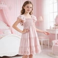 thumbnail image 6 of mgoYE Girls Summer Dresses Tween Short Sleeve Formal Flower Girl Dress Teen Sundress 3-7T(Light Pink,4-5 Years), 6 of 7