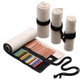thumbnail image 4 of Injueey 12-72 agujeros moda lona envoltura enrollable lápiz bolsa pluma estuche protector bolsa de almacenamiento pinturas Blanco 20*34cm, 4 of 6