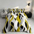 thumbnail image 2 of Manfei Abstract Wave Stripe Full Size Comforter Sets, Geometric Line Bedding Comforter Set, Yellow, Black and White, Black Reversible 3 Pieces, 1 Comforter and 2 Pillowcases, 2 of 6