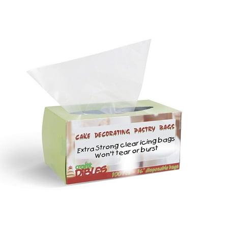 Disposable Piping Bags 100 Pcs - Cake Decorating, Pastry Bags, in Dispenser Box - 16 Inch, Extra Thick, Disposable Icing Bags. Microwave safe. By CiE ()