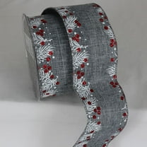 The Ribbon People French Blue and White Holly Edge Metallic Wired Craft Ribbon 2.5" x 20 Yards