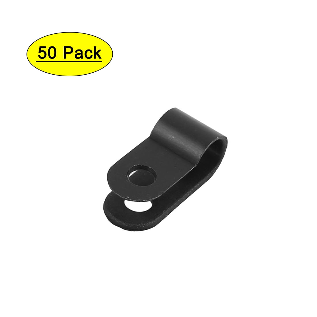 50Pcs Nylon R Type 1/4' 6.4mm Cable Cord Wire Clamp Clip Fastener Black