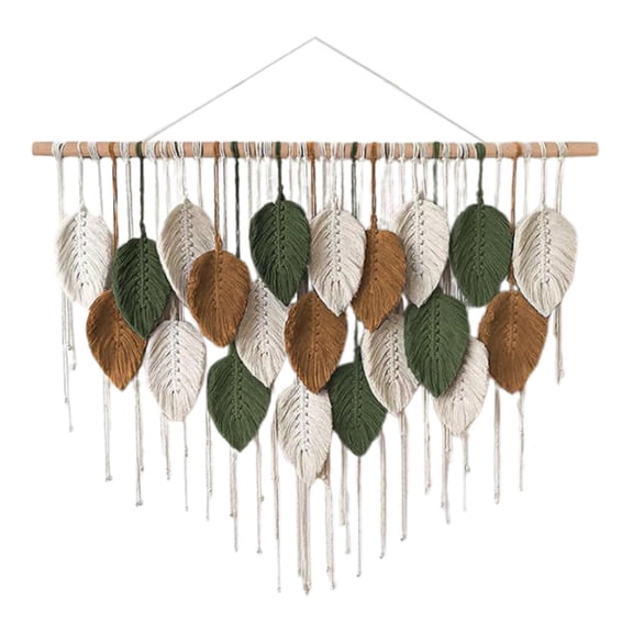 kowaku Macrame Wall Hanging Boho Woven Tapestry Boho Leaves Macrame Tapestry for Bedroom Apartment Living Room , Brown