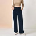 thumbnail image 5 of Delayuji Petite Sweatpants for Women Women's 2025 Autumn and Corduroy Fabric New Drapey High Waist Slim Casual Straight Women's Trousers Fleece Lined Pants Women Blue L, 5 of 6