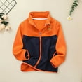 thumbnail image 4 of Generic Toddler Girls Boys Spring Winter Long Sleeve Spliced Thick Plush Zipper Stand Collar Coat Jacket for 3-9 Years for Holiday Winter Party Christmas（8-9 Years Orange）, 4 of 4