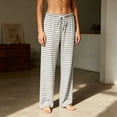 thumbnail image 5 of Diufon Womens Pajama Pants Striped Wide Leg Loose Soft Modal Sleepwear Drawstring Sleep Pants for Homewear & Outdoor, 5 of 8