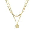 thumbnail image 2 of Xihbxyly Collar Chapado En Oro, Elegante Colgante con Inicial En Capas, Cadena con Diseño Hexagonal, Longitudes Ajustables para Un Estilo Versátil, Un Regalo Especial para Mujer, Perfecto para Ocasio, 2 of 2