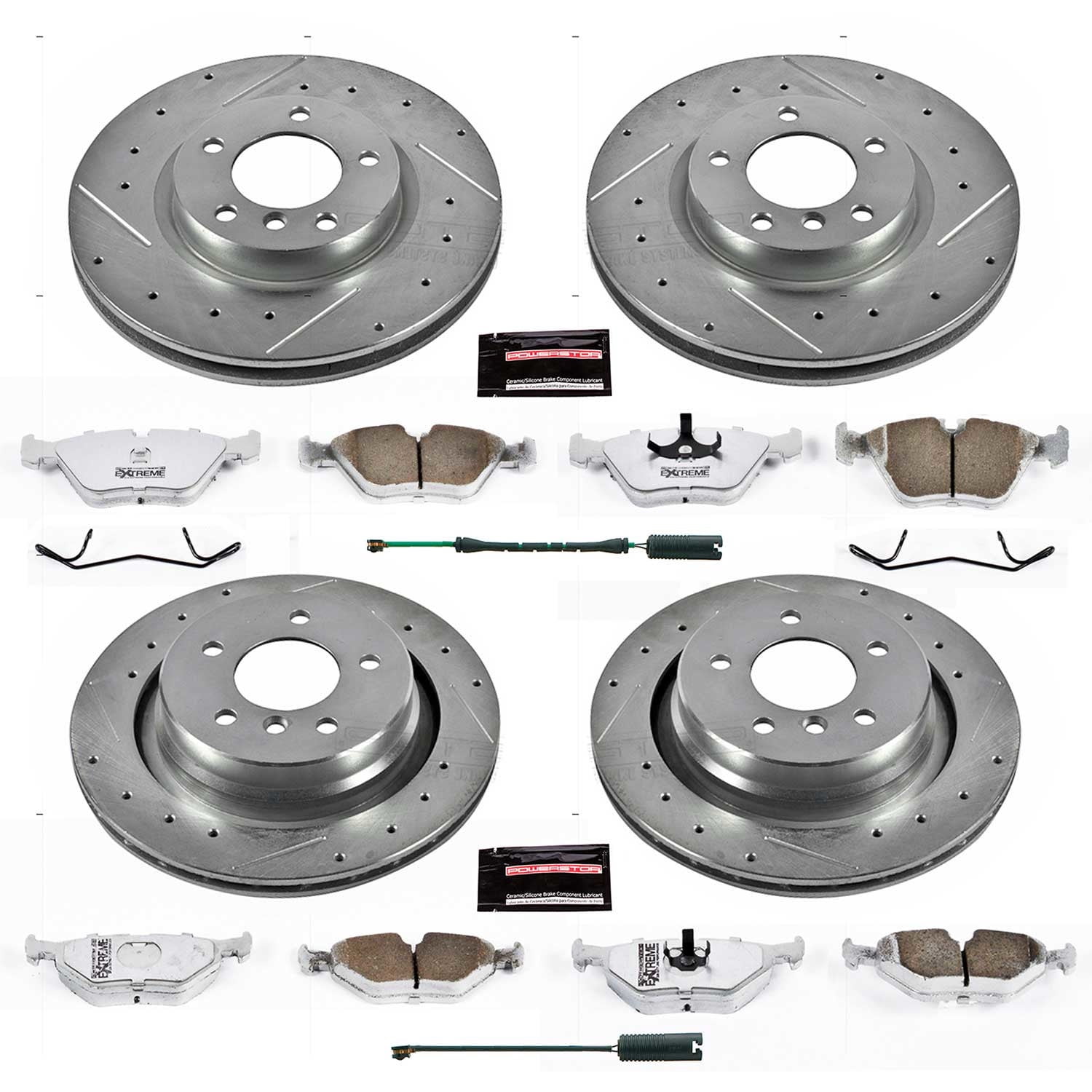 PowerStop Front and Rear Z26 Street Warrior Carbon-Fiber Ceramic Brake Pad and Drilled and Slotted Rotor Kit Fits: BMW Select Models K2841-26