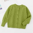 thumbnail image 5 of KEXE Kids Cardigan Girls Girls' Cardigans Girls' Cardigan With Button Loose Long Sleeve Shrug Sweaters Cropped Uniforms Kids Knit Sweater Outerwear Green 13-15 Years, 5 of 6
