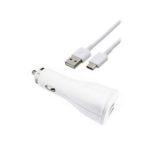 Samsung Fast USB C Dual-Port Car Charger with Type C Cable 4ft Compatible for Samsung Galaxy Z Flip3 - White