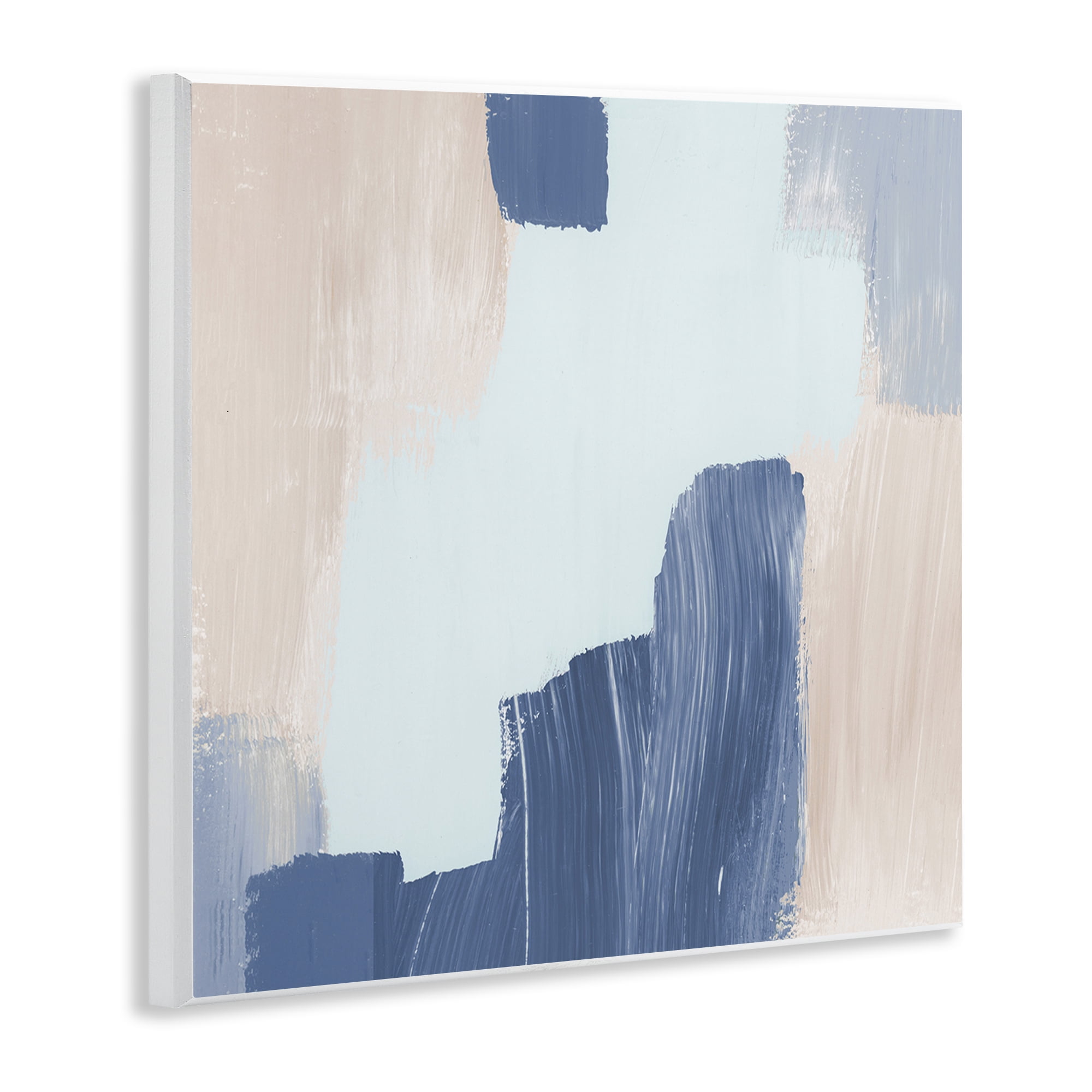 Stupell Industries Blue Layered Paint Strokes Abstract Painting Unframed Art Print Wall Art, 12 x 12