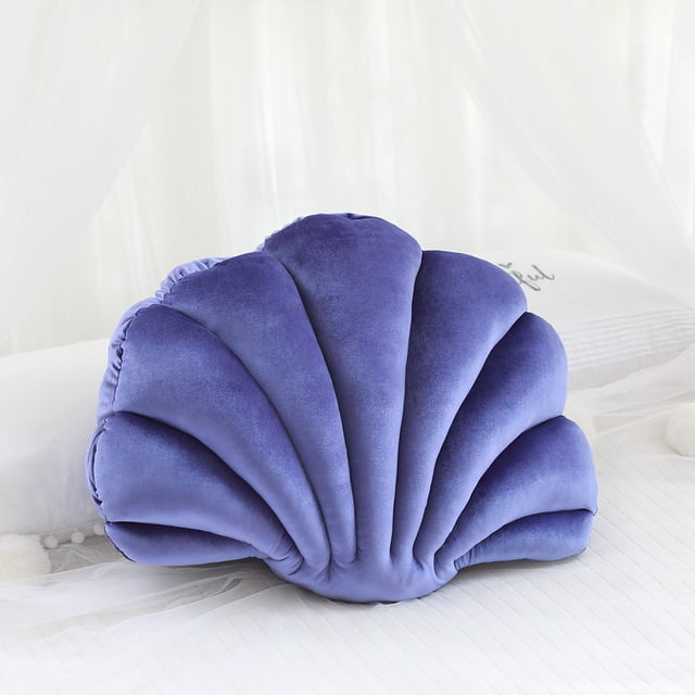 Almohada de concha de lujo para decoración del hogar, cojín de terciopelo de princesa, decoración de concha de mar, cama, sofá, regalo de decoración