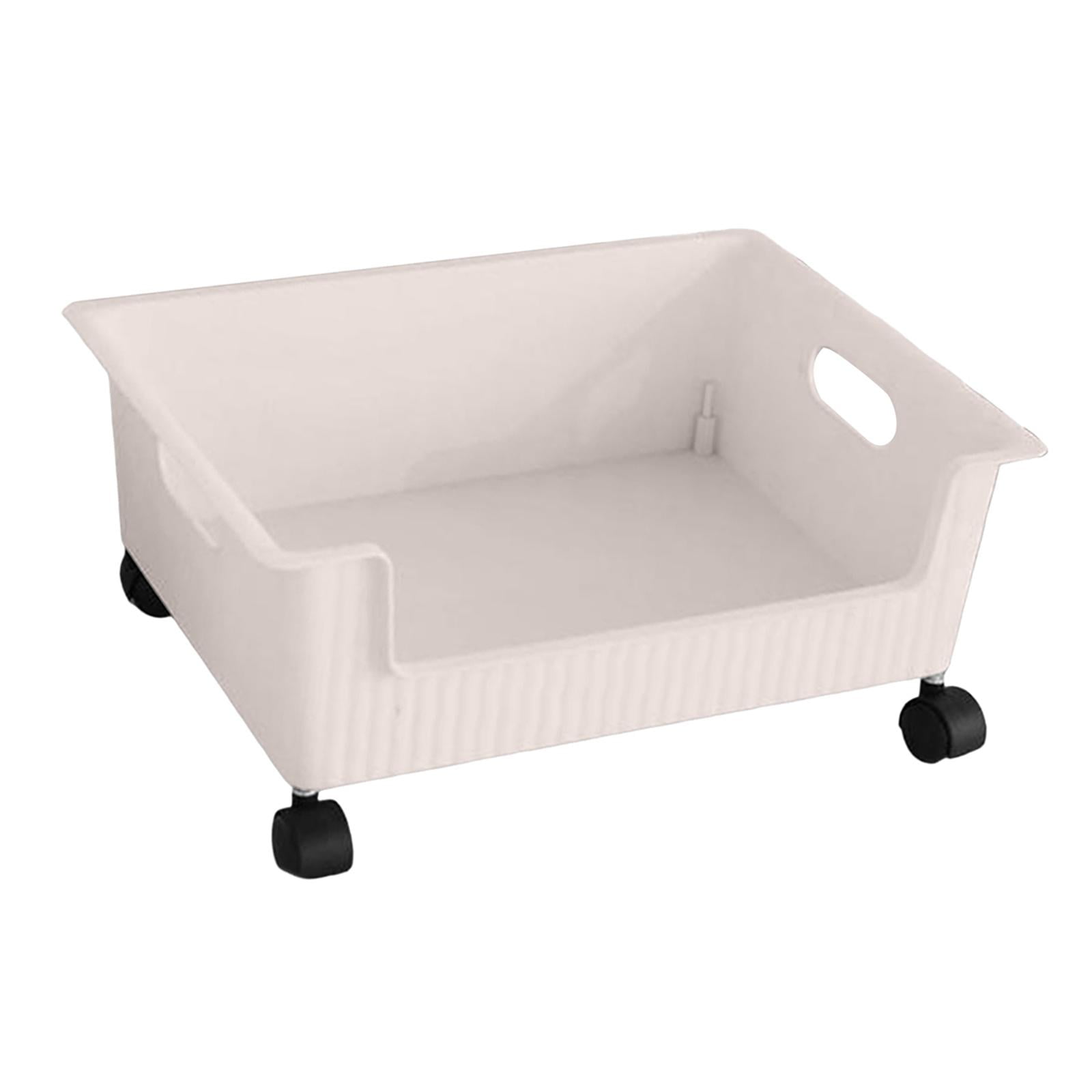 Fiocias Toy Storage Bin Storage Box Organizer with Wheels Decorative Supplies Moving for White