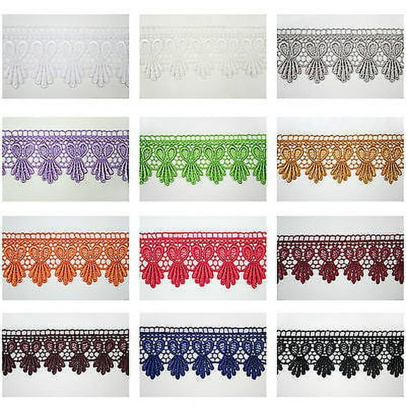 1.75" White Black Ivory Brown Red 12 Colors Venice Lace Trim Guipure By Yardage
