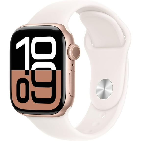 Open Box Apple Watch Series 10 (GPS Cellular) 46mm Aluminum Case with Light Blush Sport Band - M/L - Rose Gold