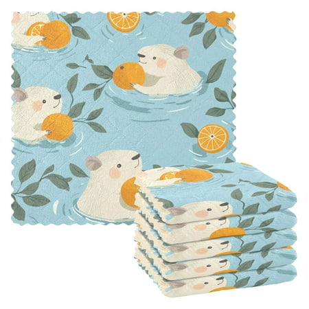 

6 Pieces of Kitchen Towels 11x11Inch Kitchen Dish Cloths Kitchen Dish Towels Reuseable Cleaning Cloths Cool Cartoon Mizasse