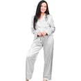 thumbnail image 1 of Belles Design Womens Silk Satin Pajama Button Down Long Sleeve and Pants Set Sleepwear Loungewear S To XXL, 1 of 15