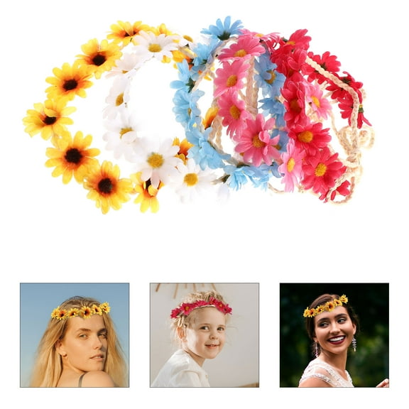 UEETEK 5Pcs Sunflower Headdress Flower Hairband for Wedding and Cosplay with Safe Cloth Material
