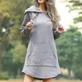 thumbnail image 1 of Femmes Oversize Sweat-Shirt à Capuche Pull-Over Robe Longue Top, 1 of 2