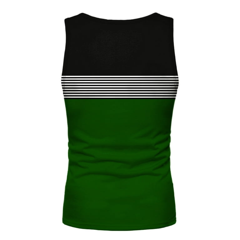  KAMEMIR Tank Tops Men Gym Workout Shirts Sleeveless Muscle  Shirts Striped Training Shirt Mens T Shirts Graphic Army Green : 服裝，鞋子和珠寶